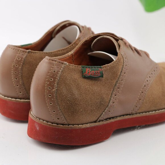GH Bass Mens Saddle Oxford Size 7.5 Tan Camel Suede Leather Gum Sole Casual Shoe - Picture 5 of 12